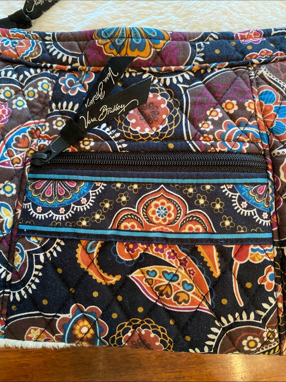 Quilted Paisley Vera Bradley Shoulder Bag in Black and Multi - Picture 2 of 7